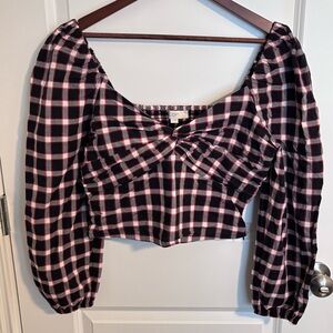 LOFT | Plaid Sweetheart Blouse